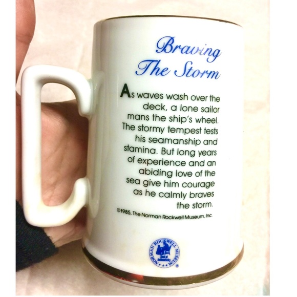 VTG 1985 NORMAN ROCKWELL Braving The Storm Tankard Mug Seafarer's Collection - Picture 7 of 7